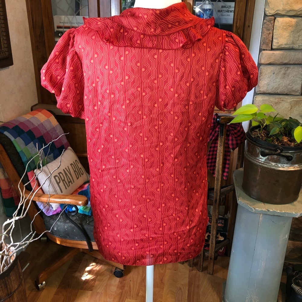 BANANA REPUBLIC SIZE MEDIUM ORANGE BLOUSE WITH CAP BALLOON SLEEVE - Picture 3 of 4
